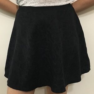 Flower Patterned Black Skirt